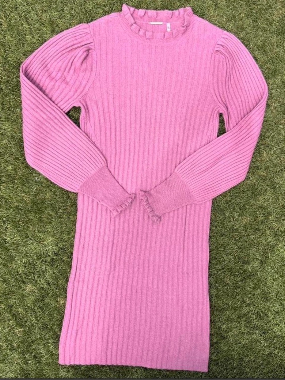 Elie Tahari Cashmere Pink Ribbed Knit Sweater Dress